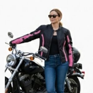 Revolution Gear Black and Pink Motorcycle Jacket Women's Size Large